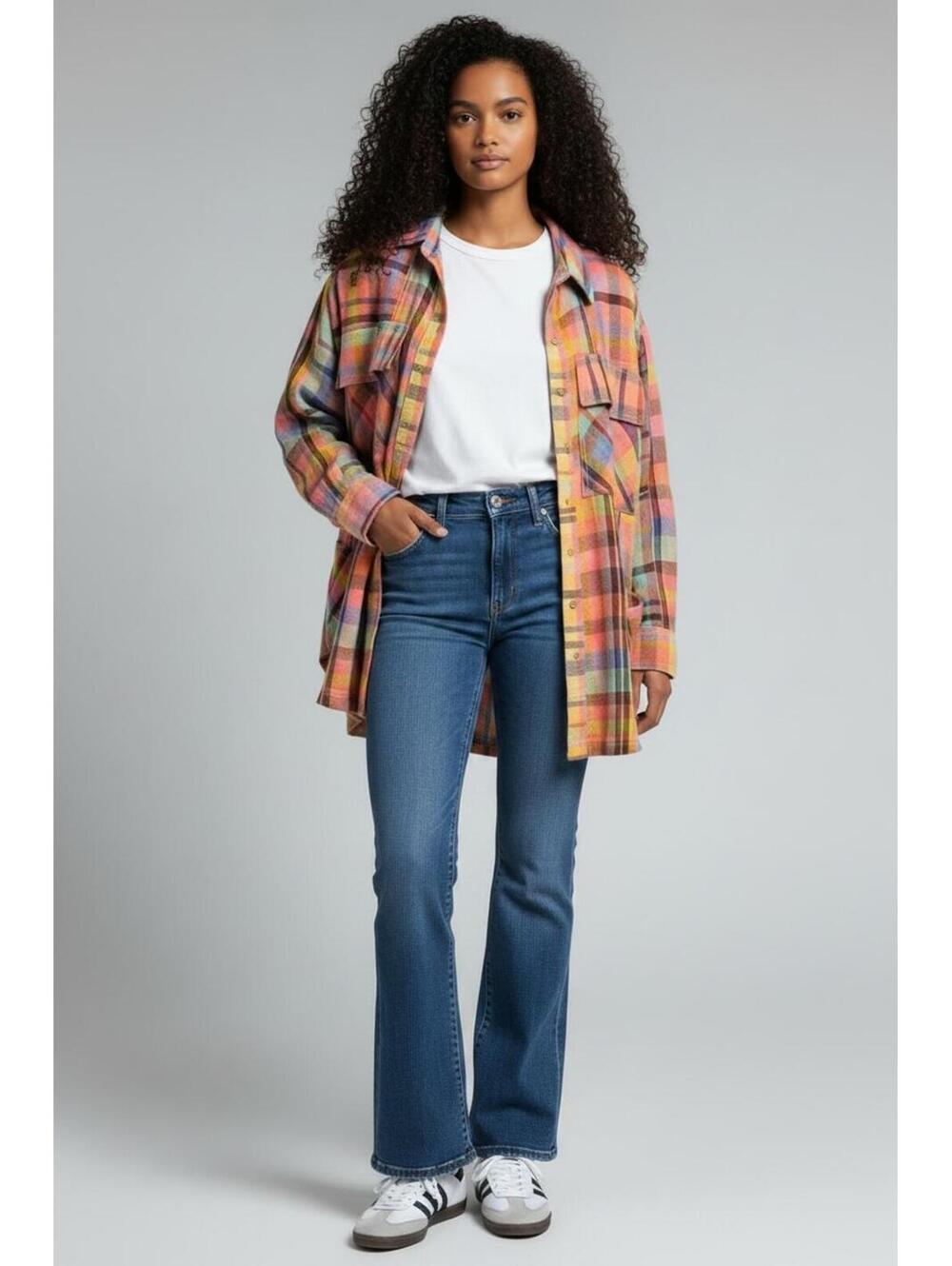 NWT Anthropologie Pilcro Mixed Madras Plaid Oversized Button-Up, XXS/XS